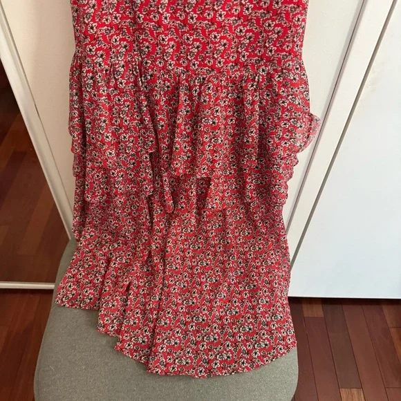 MARISSA WEBB Red Floral Ruffle Tiered Midi Dress - Picture 5 of 11